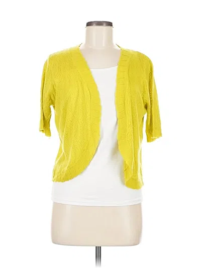 Pre-owned Nina Leonard Cardigan Sweater In Yellow