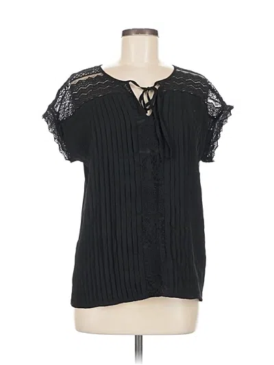 Pre-owned New York And Company Short Sleeve Blouse In Black