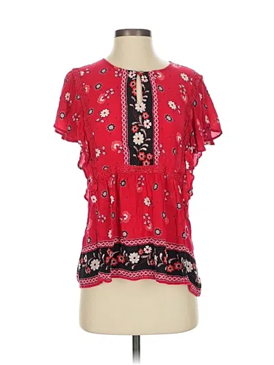 Pre-owned Jjill Short Sleeve Blouse In Red