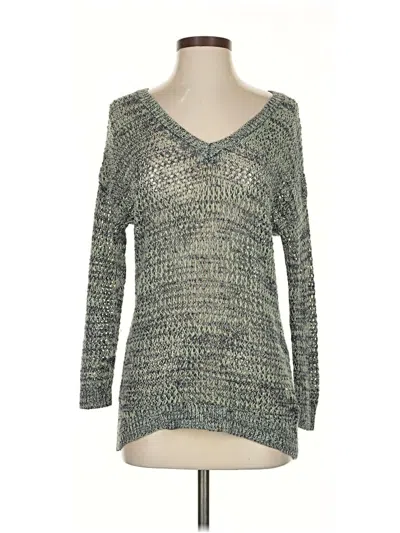 Pre-owned Caslon Long Sleeve Top Green V Neck Tops
