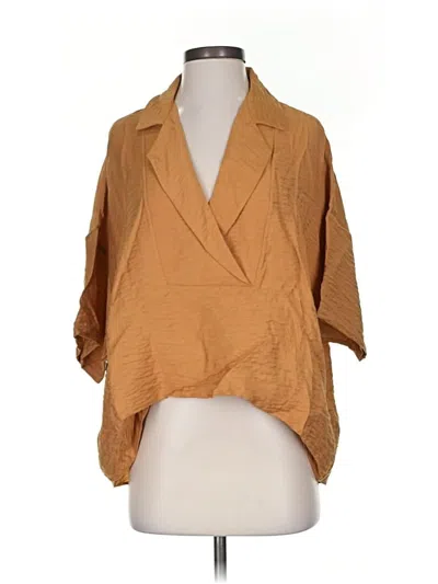 Pre-owned By Anthropologie 3/4 Sleeve Blouse In Brown