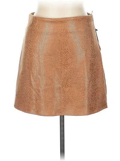 Pre-owned Sage The Label Faux Leather Skirt In Brown