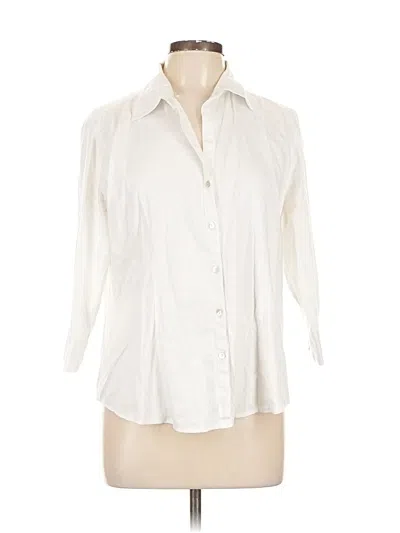 Pre-owned Chico's 3/4 Sleeve Button Down Shirt In White