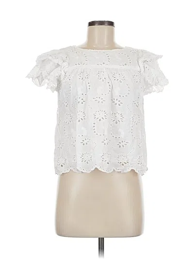 Pre-owned Industry Short Sleeve Blouse In White