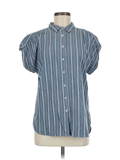 Pre-owned Ann Taylor Loft Short Sleeve Button Down Shirt In Blue