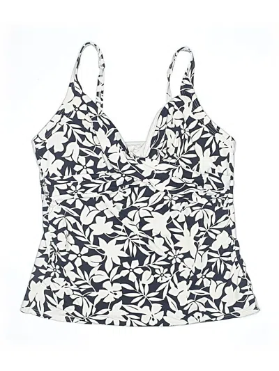 Pre-owned Lands' End Swimsuit Top Ivory Print Pattern Swimwear In White