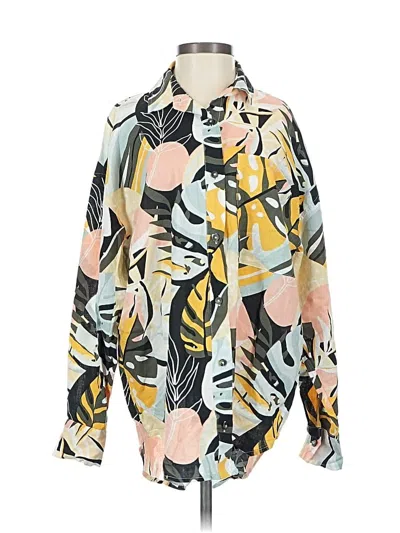 Pre-owned Calia Long Sleeve Blouse In Yellow