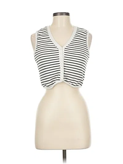 Pre-owned Atelier Sleeveless Top Ivory Plunge Neckline Tops In White