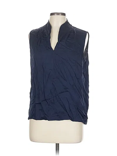 Pre-owned Elie Tahari Sleeveless Silk Top Blue Halter Neckline Tops