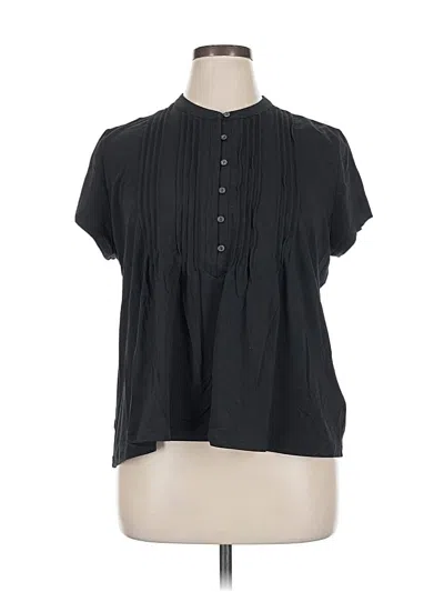 Pre-owned Lands' End Short Sleeve Blouse In Black