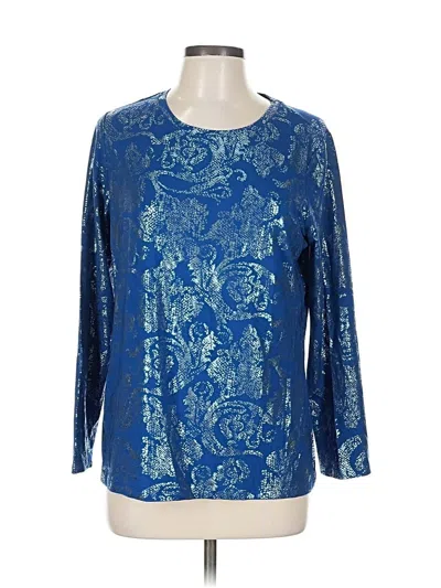 Pre-owned Chico's 3/4 Sleeve T-shirt In Blue