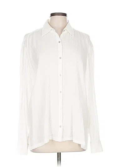 Pre-owned City Dkny Long Sleeve Blouse In White