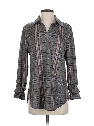 Pre-owned Boho Chic 3/4 Sleeve Blouse In Gray