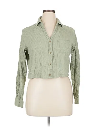 Pre-owned Midnight Sky Long Sleeve Button Down Shirt In Green