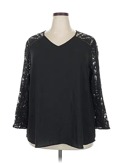 Pre-owned Chico's 3/4 Sleeve Blouse In Black