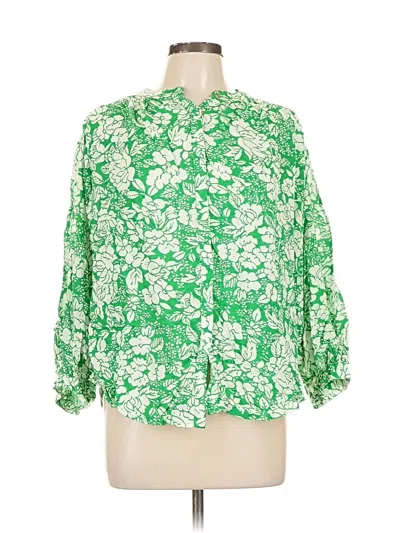 Pre-owned By Anthropologie 3/4 Sleeve Blouse In Green