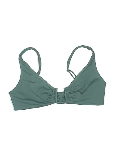 Pre-owned Away That Day Swimsuit Top Green Solid Pattern Swimwear