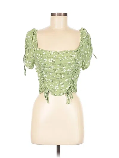 Pre-owned Liberty Love Short Sleeve Top Green Strapless Neckline Tops