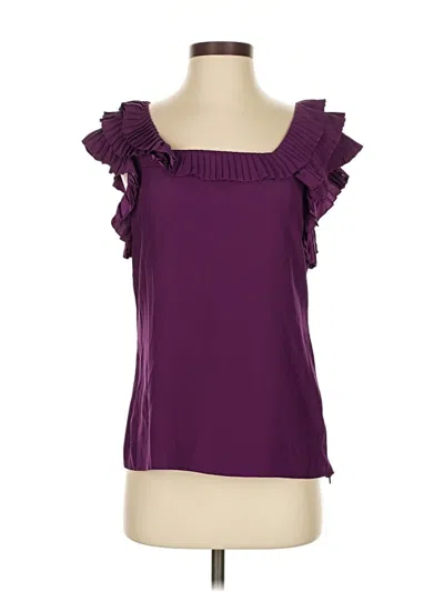 Pre-owned Loeffler Randall Sleeveless Silk Top Purple Ruffles Neckline Tops