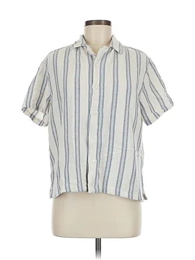 Pre-owned Denim And Flower Short Sleeve Button Down Shirt In White