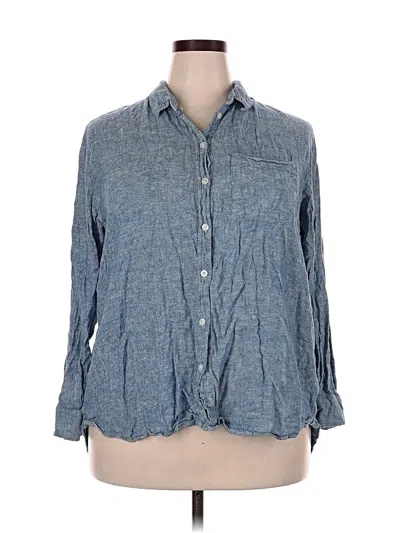 Pre-owned Gap 3/4 Sleeve Button Down Shirt In Blue