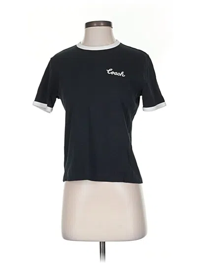 Pre-owned Coach Short Sleeve Top Black Crew Neck Tops