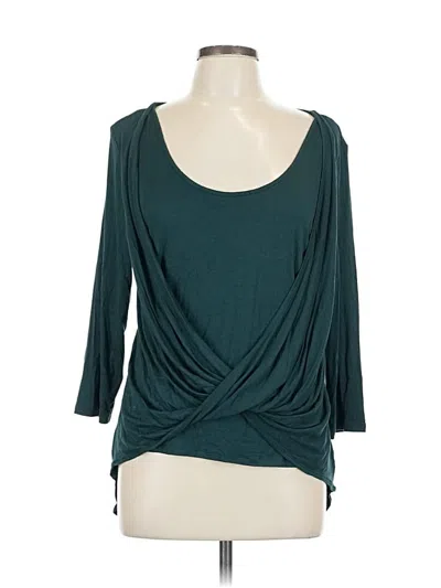 Pre-owned Jennifer Lopez 3/4 Sleeve Top Teal Cowl Neck Tops In Blue