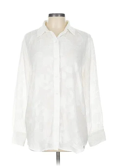 Pre-owned Rafaella Long Sleeve Blouse In White
