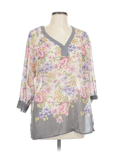 Pre-owned Ellen Tracy 3/4 Sleeve Blouse In Gray