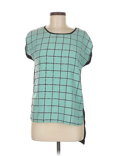 Pre-owned Max Short Sleeve Top Teal Square Neckline Tops In Blue