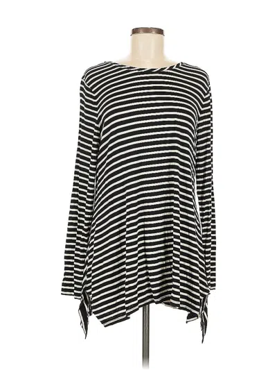 Pre-owned Logo By Lori Goldstein Long Sleeve Top Black Boatneck Tops