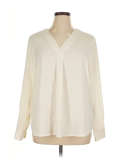 Pre-owned Lark & Ro Long Sleeve Blouse In White