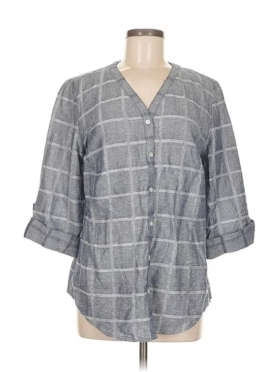 Pre-owned Chico's 3/4 Sleeve Button Down Shirt In Gray