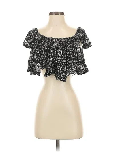 Pre-owned Raga Short Sleeve Top Black Strapless Neckline Tops