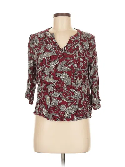 Pre-owned Fun2fun 3/4 Sleeve Blouse In Burgundy