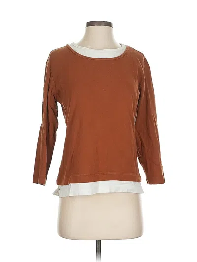 Pre-owned Chico's 3/4 Sleeve T-shirt In Brown