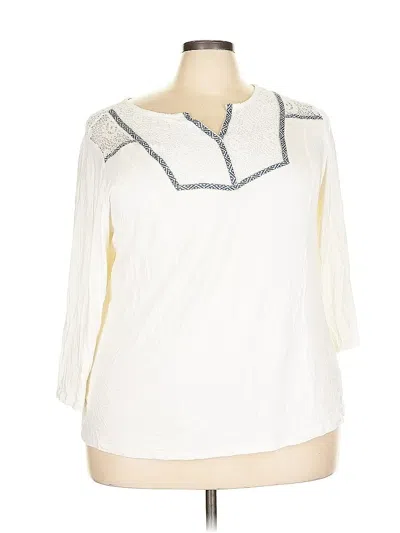 Db Established 1962 3/4 Sleeve Top Ivory Open Neckline Tops In Multi