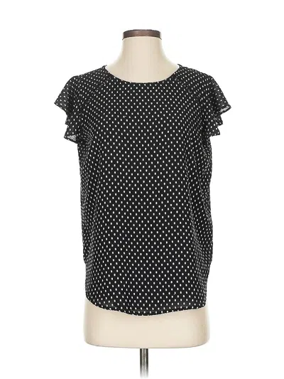 Pre-owned Ann Taylor Loft Short Sleeve Top Black Polka Dots Pattern Square Neckline Tops