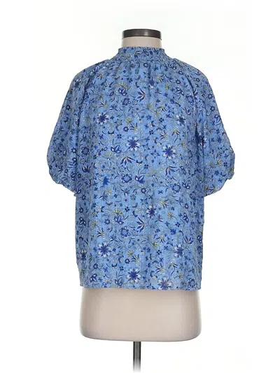 Pre-owned Ann Taylor Loft Short Sleeve Blouse In Blue