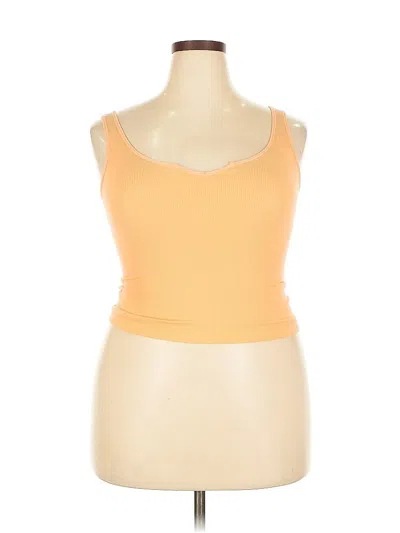 Pre-owned One Step Up Tank Top Yellow Strapless Neckline Tops