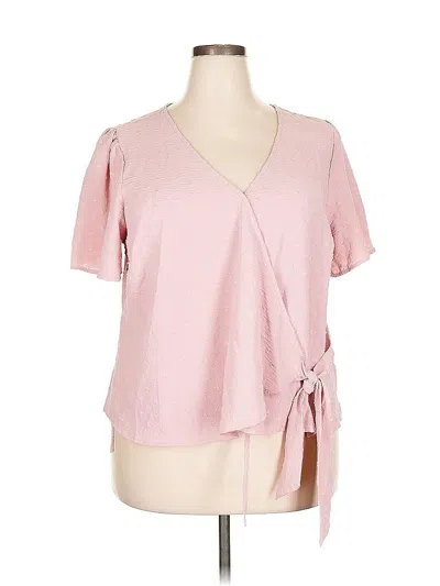 Pre-owned Lush Short Sleeve Blouse In Pink