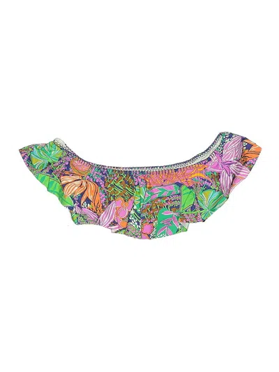Pre-owned Trina Turk Swimsuit Top Green Tropical Pattern Swimwear