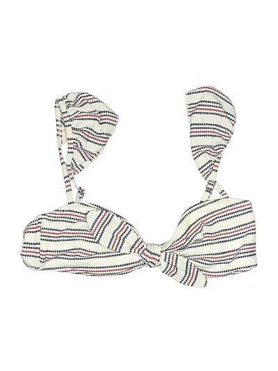 Pre-owned Billabong Swimsuit Top White Stripes Pattern Swimwear