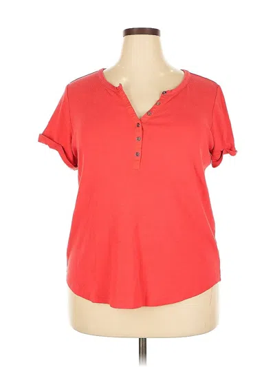 Pre-owned Maurices Short Sleeve Henley Shirt In Red