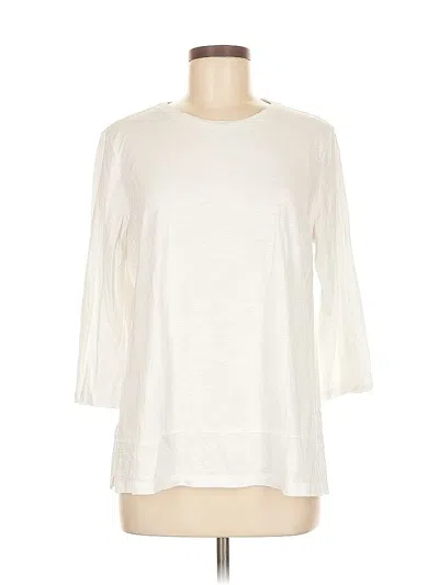 Pre-owned Lands' End 3/4 Sleeve T-shirt In White