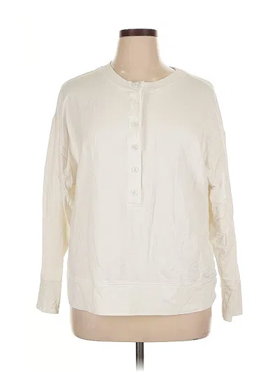 Pre-owned Athleta Long Sleeve Blouse In White