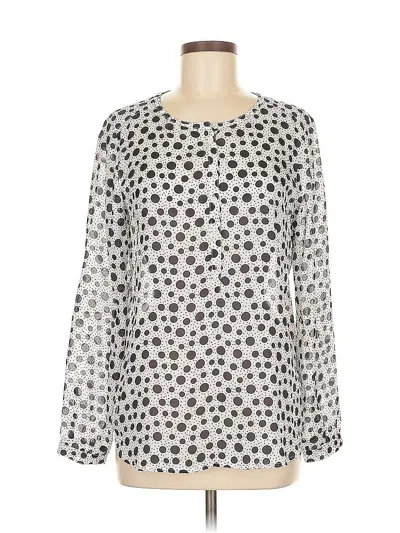 Pre-owned Ann Taylor Loft Long Sleeve Blouse In Silver