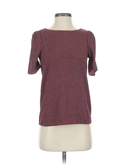 Pre-owned H&m Short Sleeve Top Burgundy Square Neckline Tops