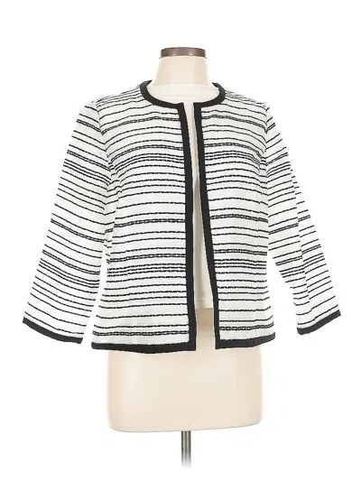 Pre-owned Kasper 3/4 Sleeve Top Ivory Square Neckline Tops In White