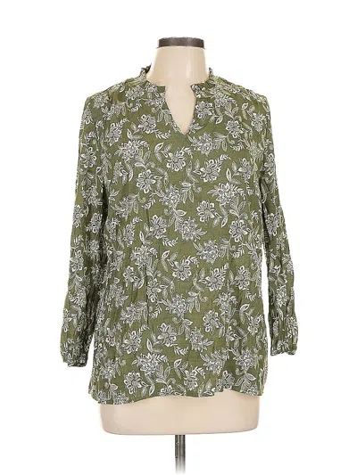 Pre-owned Kim Rogers 3/4 Sleeve Blouse In Green
